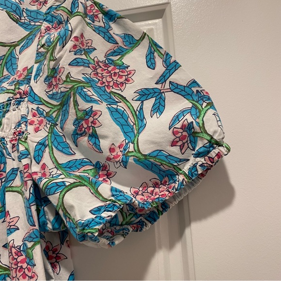 J. Crew Factory S Floral Top Boho Peasant Cotton Puff Sleeve Cottagecore 056 - Picture 4 of 8
